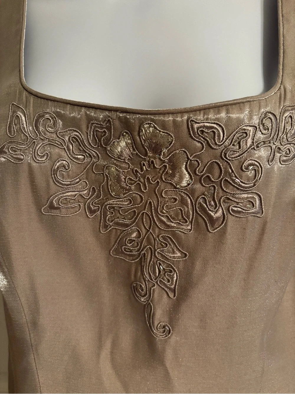 Alex Evenings Shimmering Dusty Beige Two-Piece Evening Set - Picture 5 of 9